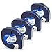 Compatible with Dymo Letratag Refills White Plastic Label 1/2 x 13 A91331, Compatible with Dymo Letratag Label Tape Work with LT-100T LT-100H QX50, 12 mm x 4 m, 4-Pack