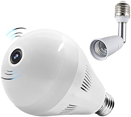WiFi Light Bulb Security Camera,Aoprofree 960P Wireless VR IP Camera 360° Fisheye Panoramic Cam with Day and Night IR Vision Motion Detection for iPhone IOS Android