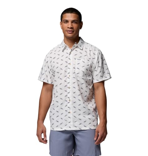 Columbia Men's PFG Super Slack Tide Camp Shirt, White Bluefin Pride, 3X Tall