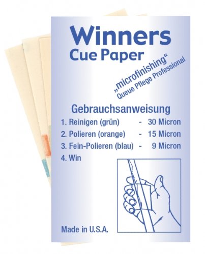 QUALITY WINNERS DIAMOND GRIT POOL/SNOOKER CUE CLEANER PAPERS (S293)**