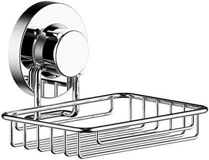 123 Dynamic Stainless Steel Rustproof Soap Dish Holder Basket - Super Strong Rotate & Lock Vacuum Suction Cup – Storage for Shower, Bathroom & Kitchen