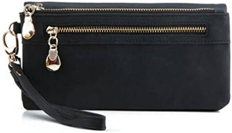 Yosohbag Women Wallets Dull Polish PU Leather Wallet Double Zipper Day Clutch Black Purse