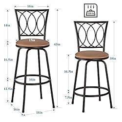 VECELO Barstools, Adjustable Counter Stools, Steel