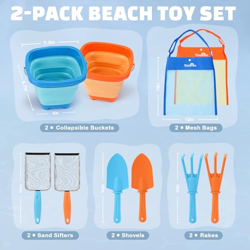 Dreamon Sand Toy Sandpit Toy Children 3 4 5 Years Beach Toy Children with Foldable Bucket Sand Strainer Shovel Rake Beach Toy