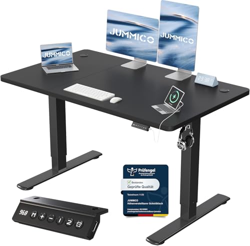 JUMMICO Höhenverstellbarer Schreibtisch 120 x 60 cm, USB-A-Anschluss