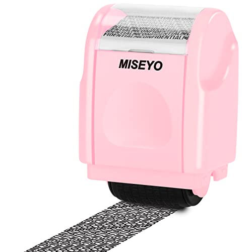 Miseyo Identity Theft Protection Roller Stamps for Data Barcode ID Privacy,Anti-Theft Security Prevention Confidential Roller Stamp Easy for Guard Personal Information Blockout - Pink