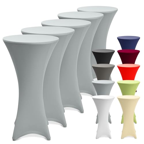 Beautissu 5er Set Stretch Stehtisch Hussen waschbar bügelfrei rutschfest