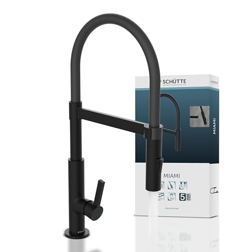 Schuette 79147 360° con Tubo Soft Touch, monocomando con doccetta Magnetica Estraibile, Miscelatore per lavello, Rubinetto da Cucina, Nero Opaco