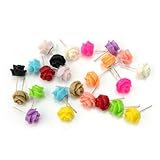 12 Pairs Women Girls Delicate Charming Resin Rose Flower Jewellery Stud Earrings