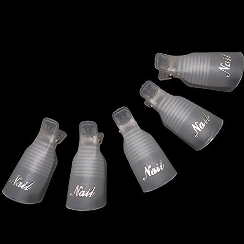 Nail Art Soak Off Cap 10Pcs RALMALL Reusable Plastic Acrylic Uv Gel Polish Remover Wrap Cleaner Cap Tool (White)