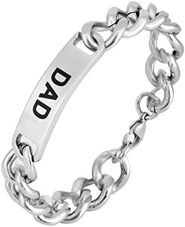 Starmond Men's DAD Identification Engraved Bracelet Bangle Link Chain cuff bracelet Wrap Wrist Band