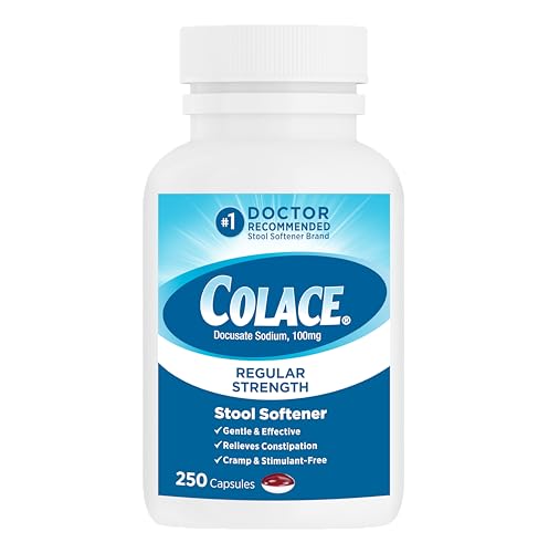 Photo 1 of Colace Regular Strength Stool Softener, 100 mg Capsules, 250 Count, Docusate Sodium Stool Softener for Gentle, Dependable Relief
