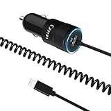 Czznn iPhone USB Car Charger 4.8A/24W Car Charger Adapter with Lightning Cable for iPhone 7 Plus 6 6S Plus 5S 5 5C SE, iPad, Samsung Galaxy S8+ S8 S7 S6 Edge & More - Black