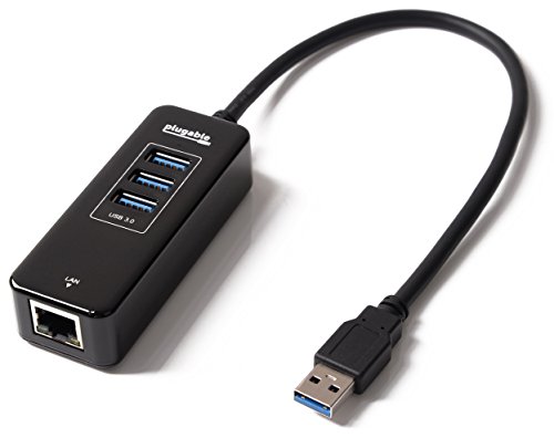 Plugable 3-Port USB 3.0 Portable Bus Powered Hub with Built-in 10/100/1000 Gigabit Ethernet LAN Netw