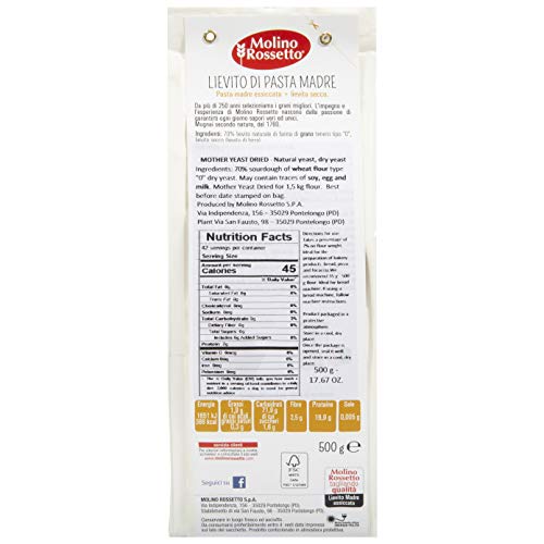 Molino Rossetto Italian Active Dry Yeast Bread Starter Mother Yeast - 17.6 oz / 500g
