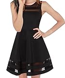 FACE N FACE Women's Mesh Slim Sleeveless Short Mini Flare Dress X-Small Black