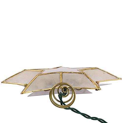 Kurt Adler 10-Light 5-Point Capiz Star Christmas Treetop, Ivory and Gold - Thumbnail 6