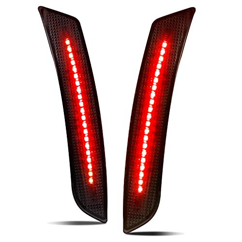 RUXIFEY Smoked Lens LED Side Marker Lights Rear Bumper Sidemarker Reflectors Compatible with 2016 to 2018 Chevy Camaro Red - Pack of 2