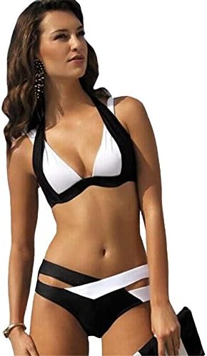 2016 Women Color Block Push Up Cross Bathing Suit Plus Size Fashion Bikini Sets (Small)