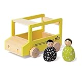 Manhattan Toy MiO School Bus + 2 People Modular Wooden Building Set Playset