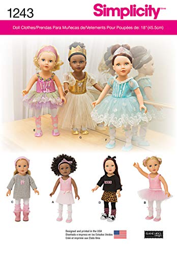 Simplicity Creative Patterns 1243 Ballerina and Dance Clothes for 18-Inch Doll, Size: Os One Size