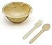 Party Disposable Deep Dishes Dinnerware Set of 75 - Round 16 Ounce Palm Leaf Bowl Plates (25), Wooden Forks(25) and Spoons (25) - Compostable