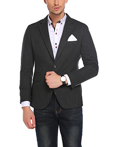 Coofandy Men's Elegant Regular Fit Two Button Slim Fit Suit Blazer Jacket,Gray,X-Large