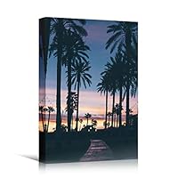 Canvas Wall Art Roadway Trees Bedroom Multicolor Nature Neon Photography Trees Tropical Urban - 12x18 inches