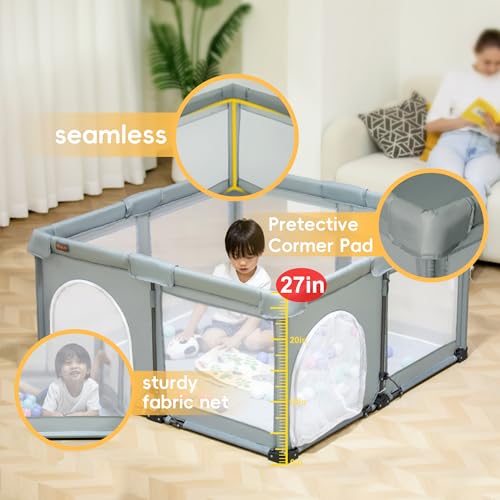 Heyo.Ja Children's Playpen with Net, Foldable and Portable (150 x 180 x 67 cm) – Pop-Up Playground with Quick Assembly for Indoor and Outdoor