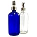 Clear & Cobalt Blue 16-Ounce Glass Bottles with Stainless Steel Pump Nozzles Included (2 Pack); Empty Multipurpose Bottles Ideal for Lotion & Liquid Soap