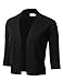 Women's Classic 3/4 Sleeve Open Front Cropped Cardigan Black XL