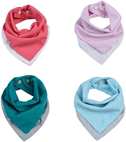 Baby Bandana Bibs Reversible 100% Muslin Cotton 6 months to 18 months 4 Packs