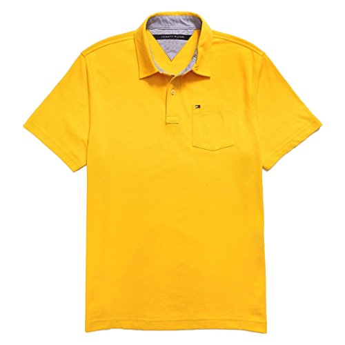 Tommy Hilfiger Mens Custom Fit Solid Color Polo Shirt - Yellow M