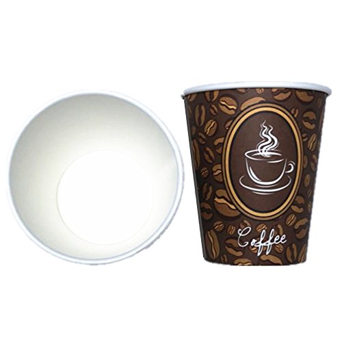 image for Tsyware 100 Pack Quality Disposable Paper Hot Coffee Cups, Perfect For