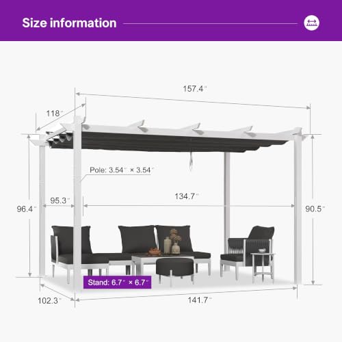 PURPLE LEAF 10x13 Retractable Pergola Review: Durable Aluminum Frame with Sloped Roof image 27