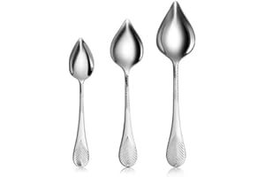 New Star Foodservice 1029031 Stainless Steel Precision Decorating Spoons/Saucier Spoons with Tapered Spout, Set of 3, 7-Inch,