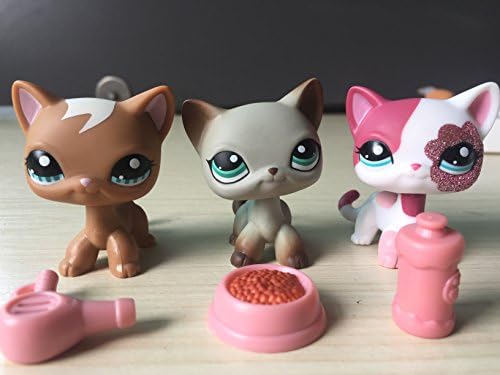Mini Pet Shop Littlest 3PC LPS #391 #1170 #2291 Shorthair Kitty Cat Collection Rare Toy Figure Playsets Girls Boys Children Gift