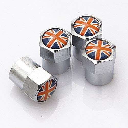 Union Jack Shiny Chrome Superior Quality Dust Valve Caps