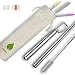 UPMCT Reusable Metal Straws Set of 3, 1Pcs Collapsible Metal Straws with Case, 2Pcs 10.5 inch Ultra Long Reusable Drinking Stainless Steel Straws, Include Straw Cleaning Brush Silicone Tips