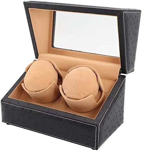 Double Automatic Watch Winder with Soft and Flexible Pillow, in Microfiber Leather and Quiet Mabuchi Motor, Supporting 99% Watches