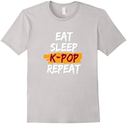 Men's Eat Sleep K-Pop Repeat T-Shirt Medium Silver