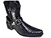 Alberto Fellini Men's Crocodile Prints Western Boots with Side Zipper,Belt Buckle and Chain (JPN)