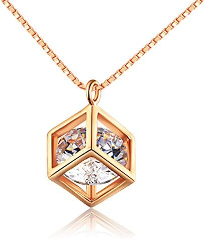 AROUND 101 Swarovski Elements Fashion White Gold Plated Lucky Magic Cube Austrian Crystal Pendant Necklace