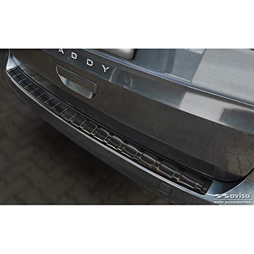 Avisa Schwarz Edelstahl Heckstoßstangenschutz kompatibel mit Volkswagen Caddy V 2020- 'Ribs'