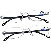 2 Pcs of Auto Focus Glasses, Intelligent Zoom Anti-Blue Light Presbyopia Glass with Case and Glasses Cloth, Smart Zoom Reading Glass