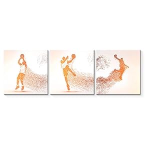 3 Panel Canvas Wall Art Play Basketball Pictures Home Wall Decorations for Bedroom Living Room Paintings Canvas Prints Framed - 12"x12"x3 Panels