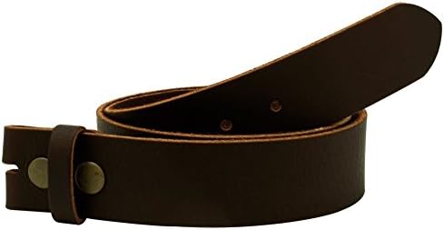 Napoli Leather's Distressed Antique Brass Snap on Belt Strap Large Brown