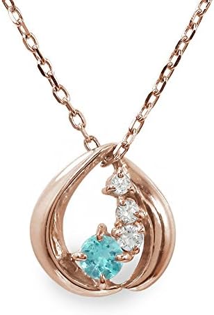 ネックレス 国内在庫 ブルートパーズ ダイヤモンド カラーストーン 18金 w32 プチペンダント 誕生石 ピンクゴールド