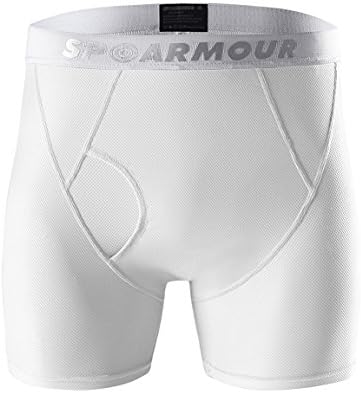Spoarmour Men's Breathable Quick Dry Mesh Boxer Brief , White , Medium