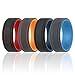ROQ Silicone Wedding Ring for Men - Duo Collection Lines Style - 4 Pack Silicone Rubber Wedding Bands - Classic Design - Red, Black, Orange, Grey, Dark Blue, Light Blue Colors - Size 14